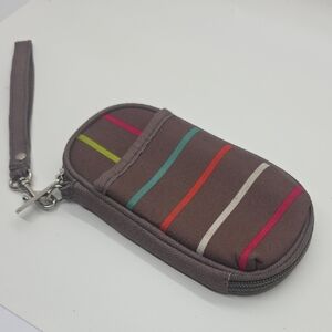 Studio C Brown Wristlet Pouch with Lime Accent